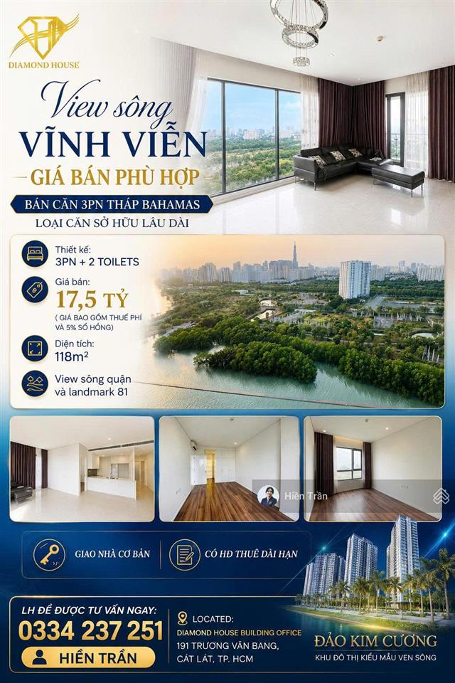 Gia chủ gửi bán nhanh căn 3pntháp bahamassở hữu lâu dài giá chỉ 17,5 tỷ (bao hết). 0334 237 ***