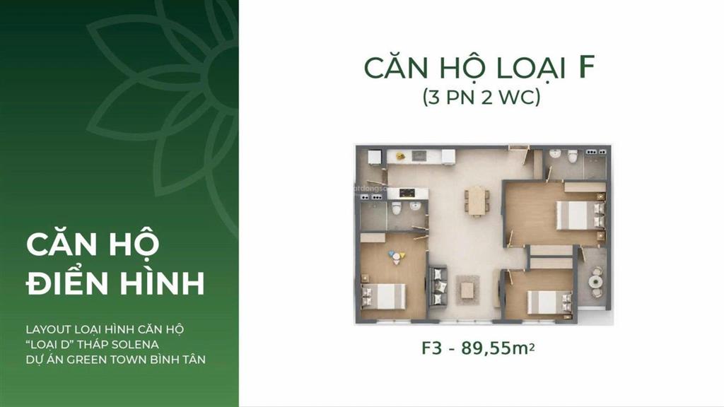 Hiếm có! bán căn hộ 3pn đẳng cấp dự án green town bình tân 91m2 giá chỉ 3.45 tỷ