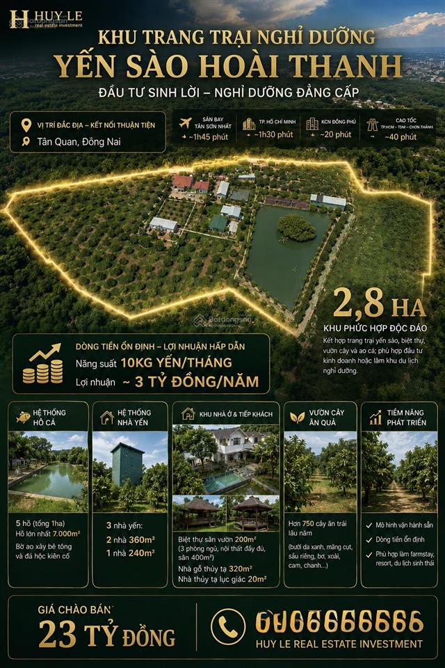 2,8ha tân quan đồng nai dòng tiền lợi nhuận 3 tỷ/năm
