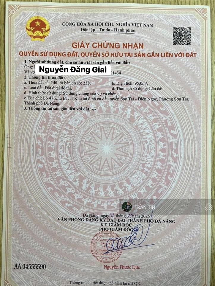 Lô đất mặt tiền đường nguyễn đăng giai. cách biển chưa tới 200m. đối diện dự án công viên đại dương