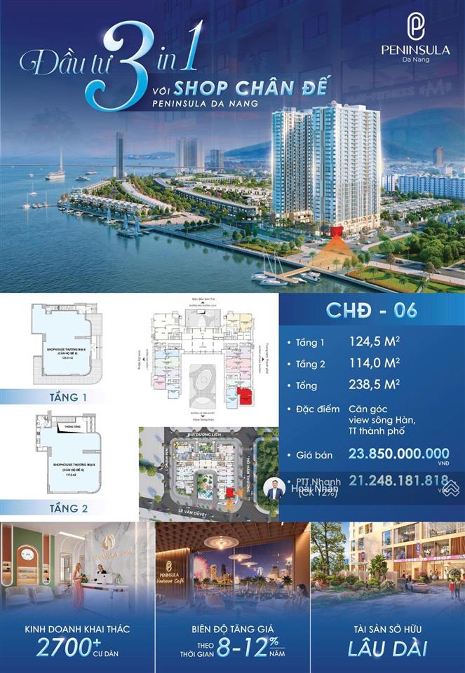 Căn hộ đế đẹp nhất peninsula đà nẵng chính thức mở bán | chd06 238,5m2 giá chỉ 21,2 tỷ