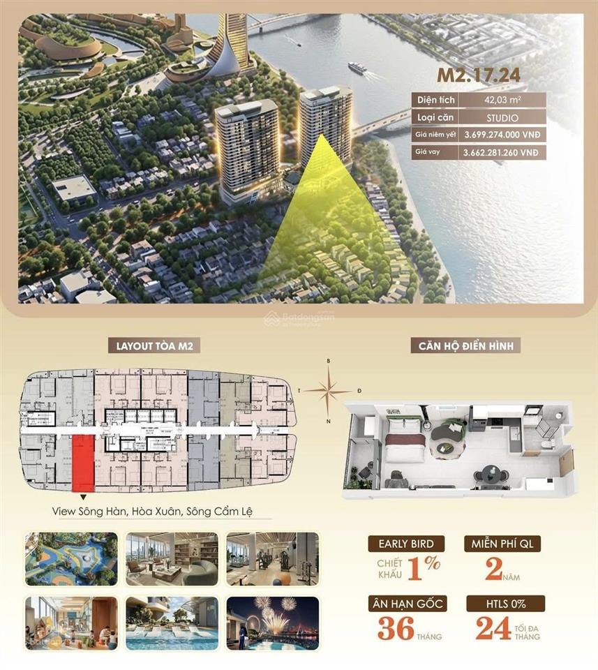 M2.17.24 studio tầng 17 the meridian tầm view triệu đô ôm trọn sông ht vay 70% miễn lãi 24 tháng