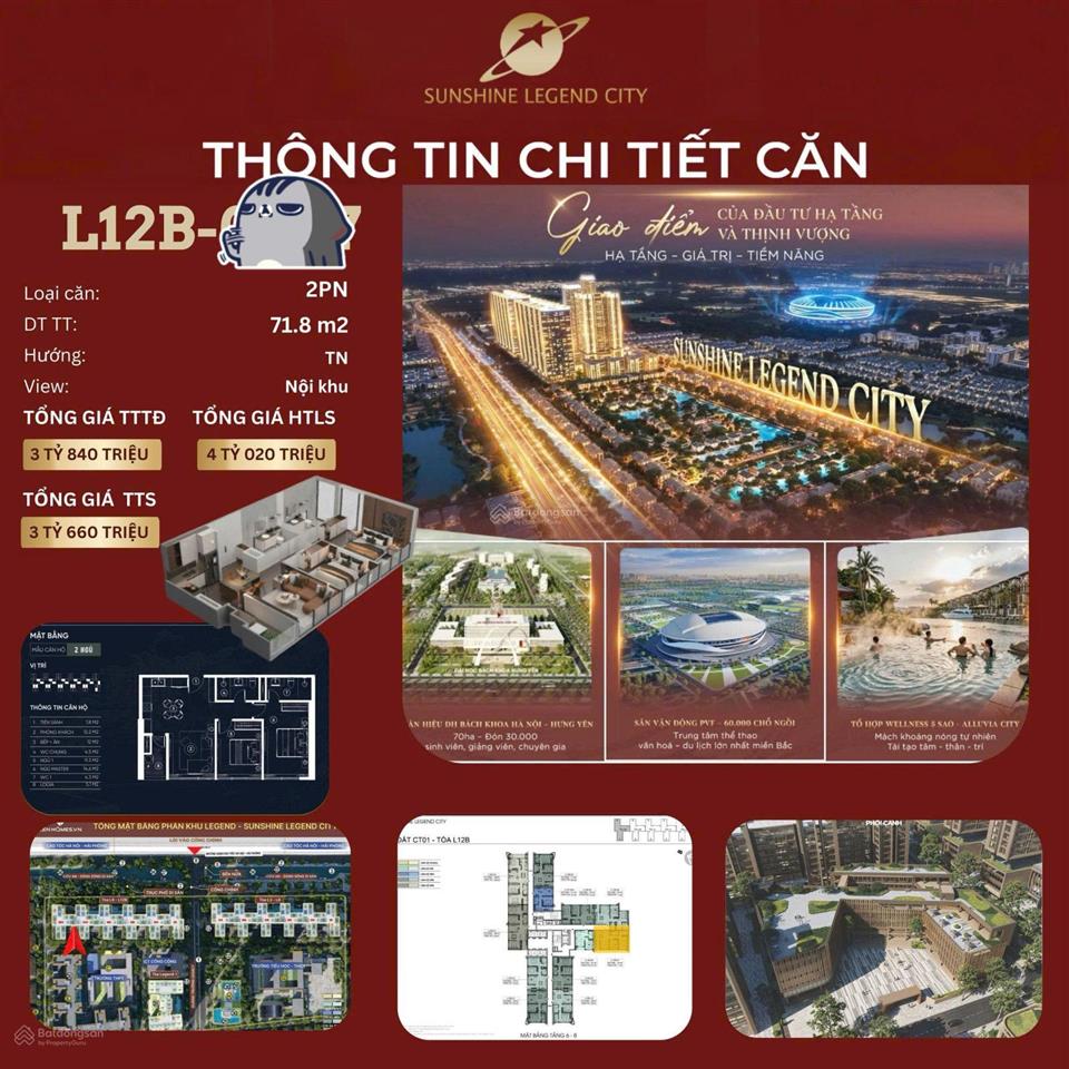 Bán căn 2pn view nội khu sunshine legend city