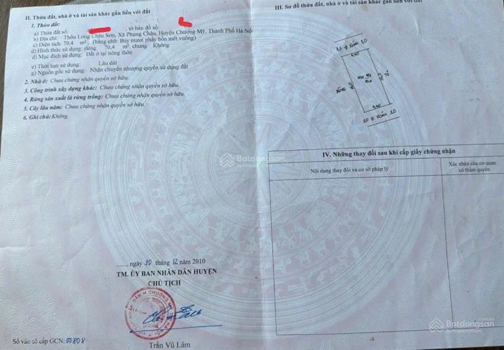 Chính chủ cần bán đất châu sơn chương mỹ, hà nội