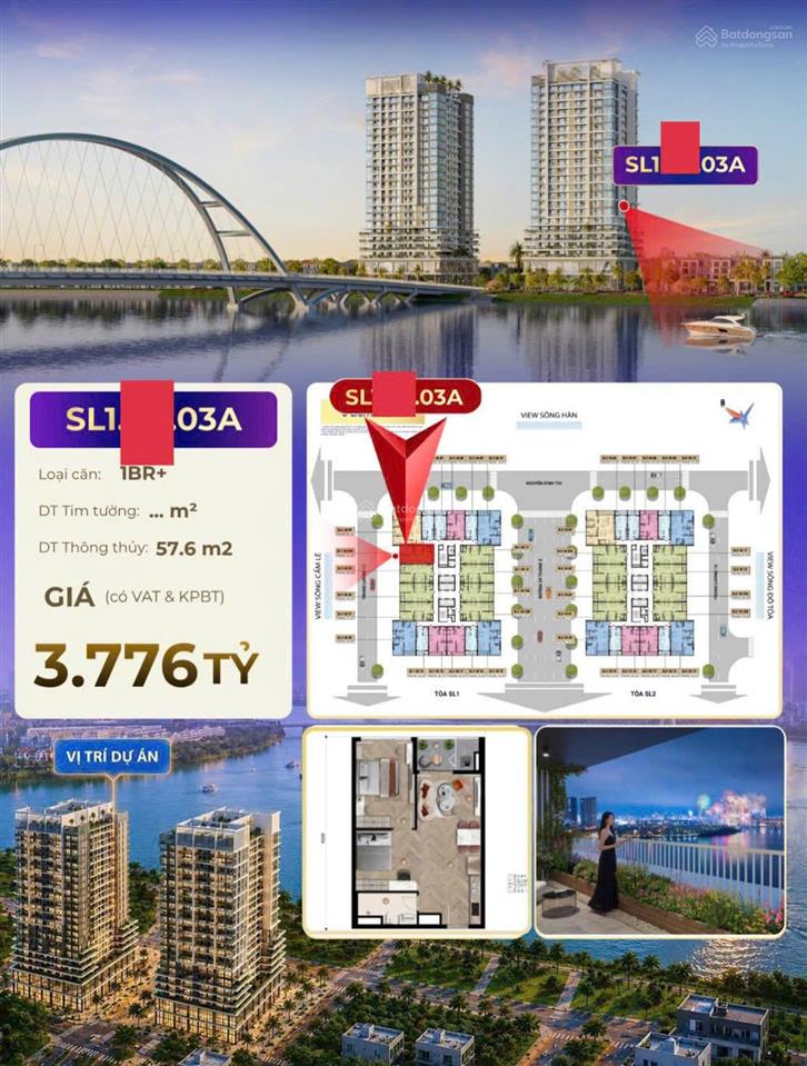 Chỉ còn 1 căn suất ngoại giao căn 2pn1wc tầng trung view dãy biệt thự euro villa 2 và view sông