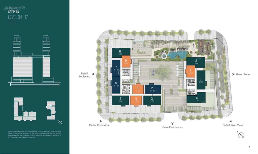 Căn 2 phòng ngủ view hồ bơi & tháp 88 tầng narra residences