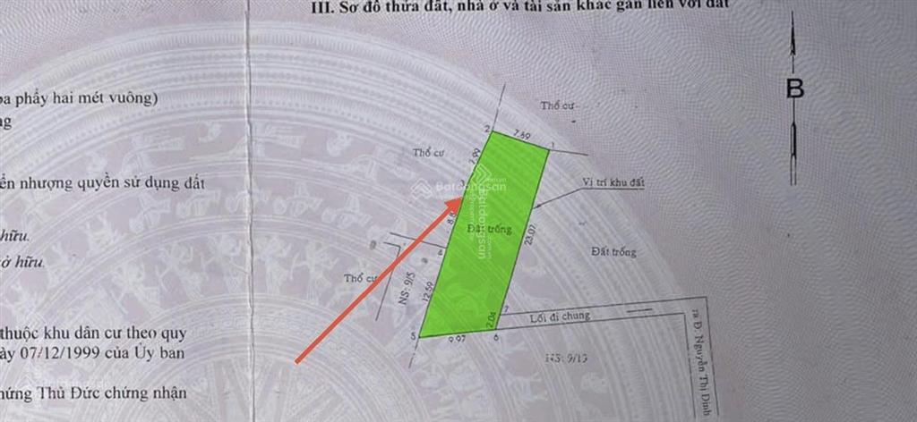 Bán đất hẻm 3 gác, đường nguyễn thị định