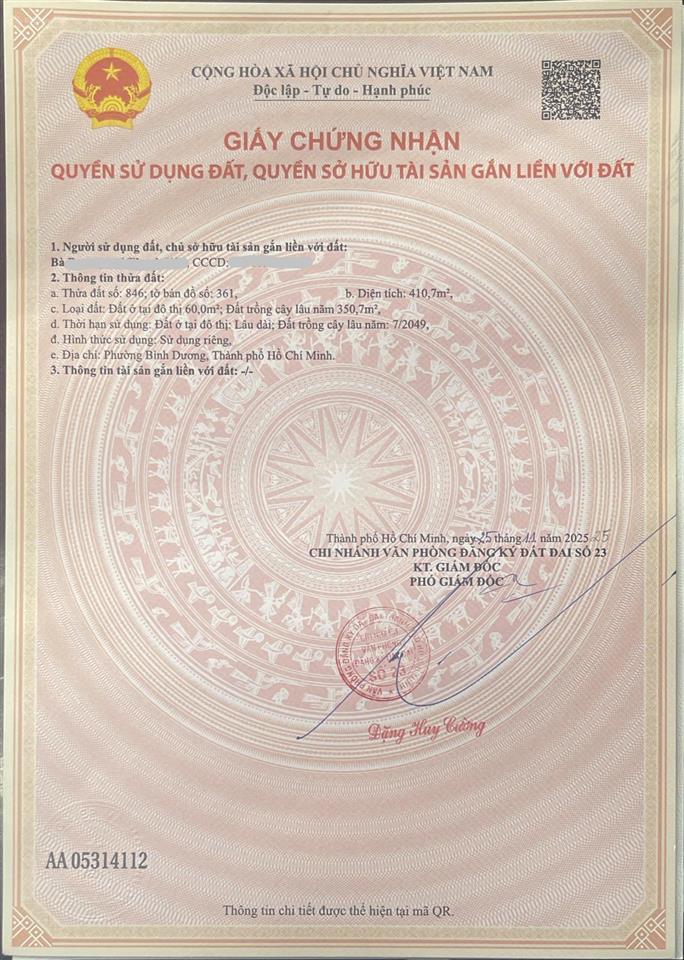Chủ ngộp cần bán gấp đất bình dương
