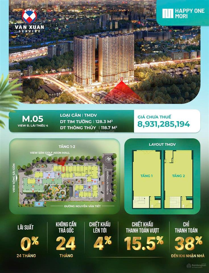 Shophouse happy one mori tt 20% (1 tỷ 8) nhận nhà ưu đãi 350tr htls 36 tháng