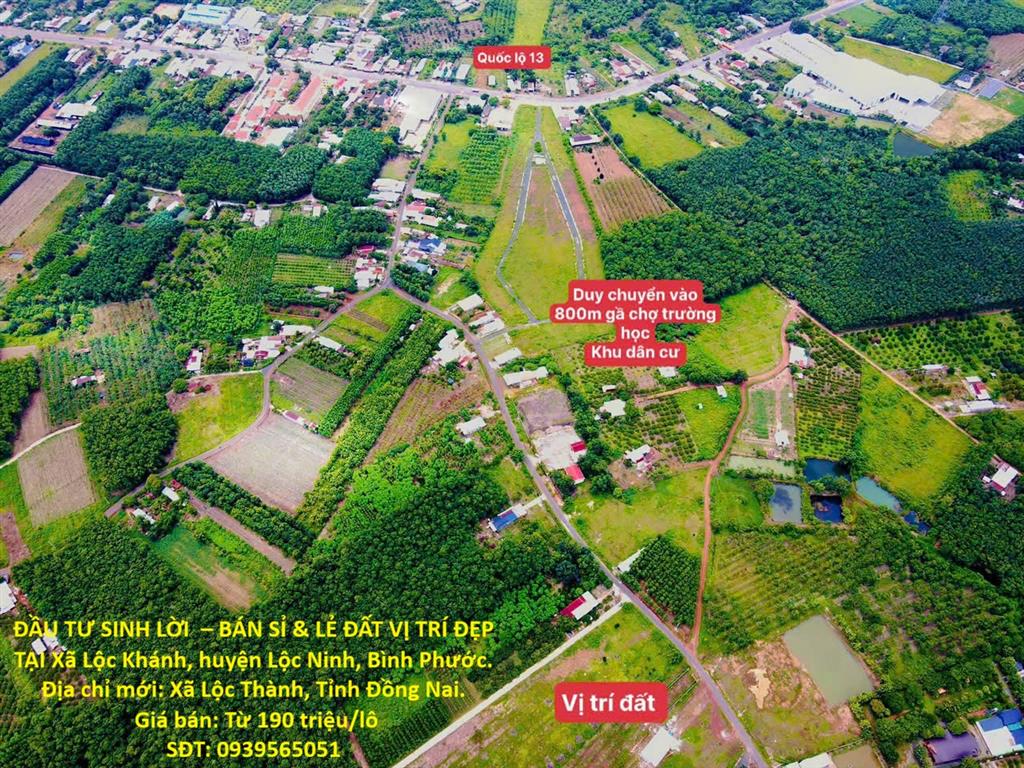 ĐẦU TƯ SINH LỜI – BÁN SỈ & LẺ ĐẤT VỊ TRÍ ĐẸP TẠI Xã Lộc Khánh, huyện Lộc Ninh, Bình