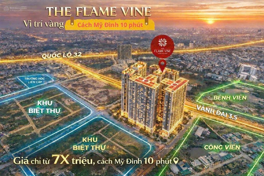 Giảm sâu còn 4,5 tỷ căn 2 ngủ full 76,5m2 tại dự án the flame vine mặt đường vành đai 3.5