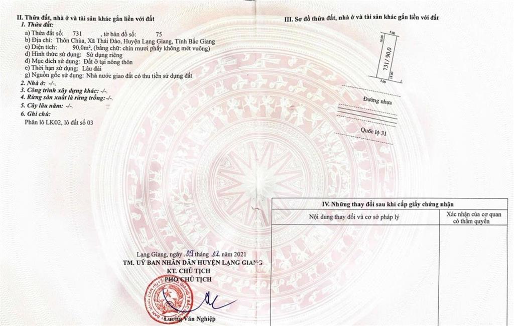 Bán đất đấu giá thái đào làn 1 lạng giang bắc giang mặt ql 31
