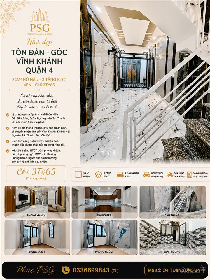 Tôn đản góc vĩnh khánh quận 4 34m2 nở hậu 3 tầng btct 4pn chỉ 3tỷ65