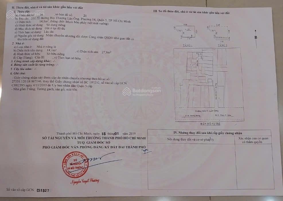 Bán nhà 1 trệt 1 lầu ngay chợ bán đồ trang trí hải thượng lãn ông quận 5