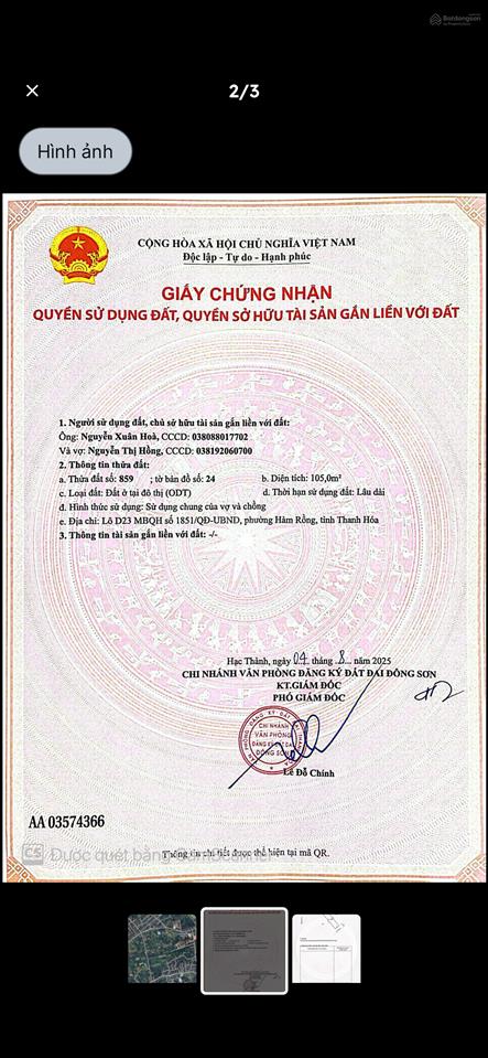 Bán đất nền tại đại khối, đông cương, thành phố thanh hóa, giá ưu đãi 1,6 tỷ, 105m2