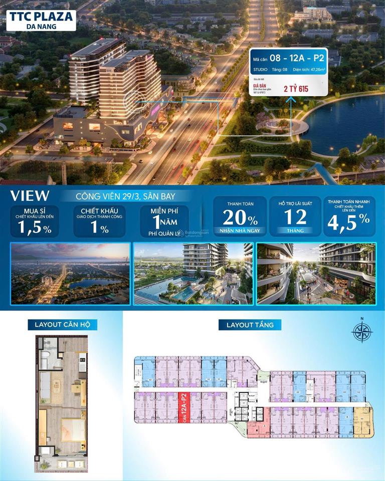 Căn hộ view công viên 29/3 vị trí vàng, dòng tiền cho thuê bền vững