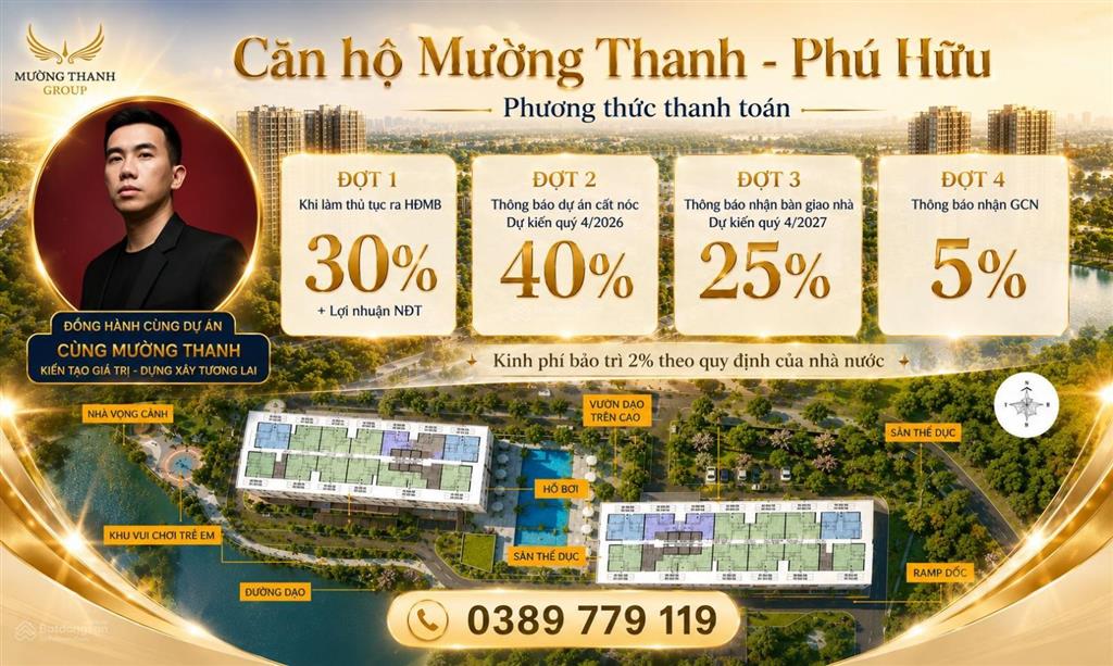 Bán căn hộ mường thanh phú hữu 2pn 2wc 3,32tỷ ban công mát mẻ view đẹp