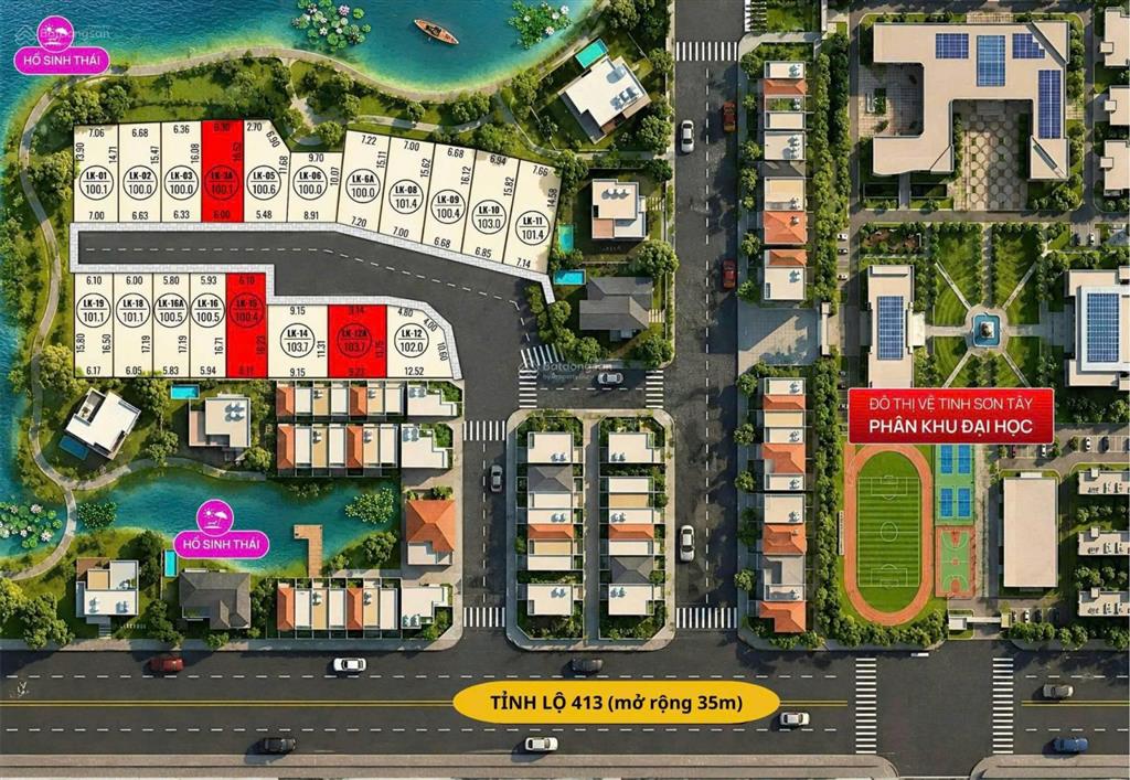 Bán đất phường tùng thiện, sơn tây, giá đầu tư 15tr/m2, 100m thổ cư, đón đầu hạ tầng, đường vào 40m