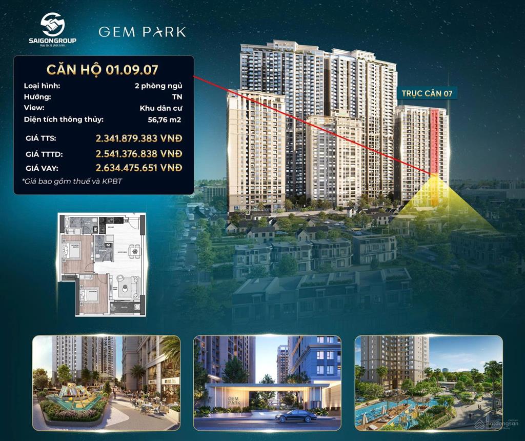 Hiếm có 01 căn 2pn tòa ruby gem park hải phòng chỉ 2,3 tỷ
