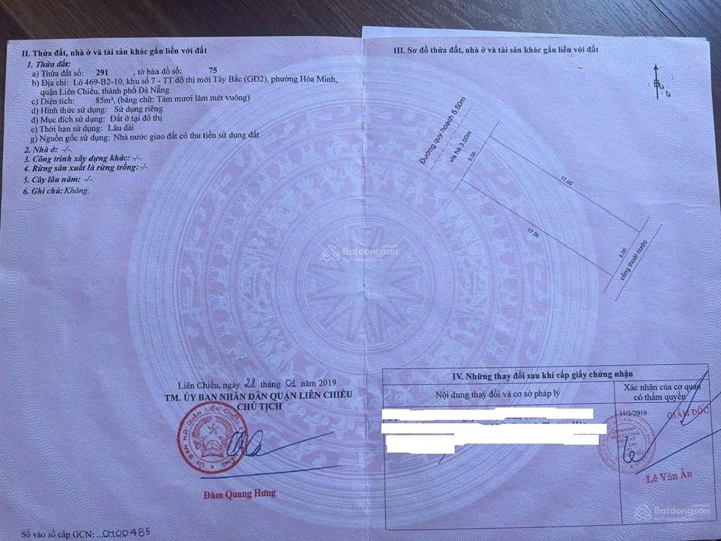 Chính chủ bán lô đất đường hòa phú 10, hòa minh, liên chiểu 85m2, ngang 5m