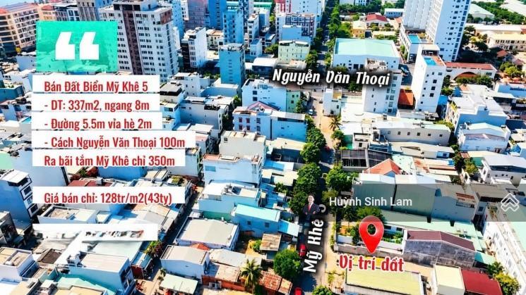 Bán đất mặt tiền mỹ khê 5 kề nguyễn văn thoại 2 mặt tiền trước sau đơn giá siêu rẻ 128 tr/m2