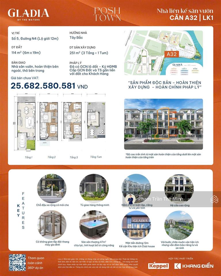 Sở hữu nhà phố liên kế vườn với mức giá 25,682 tỷ nằm trong khu đô thị đồng bộ cách thủ thiêm 15p
