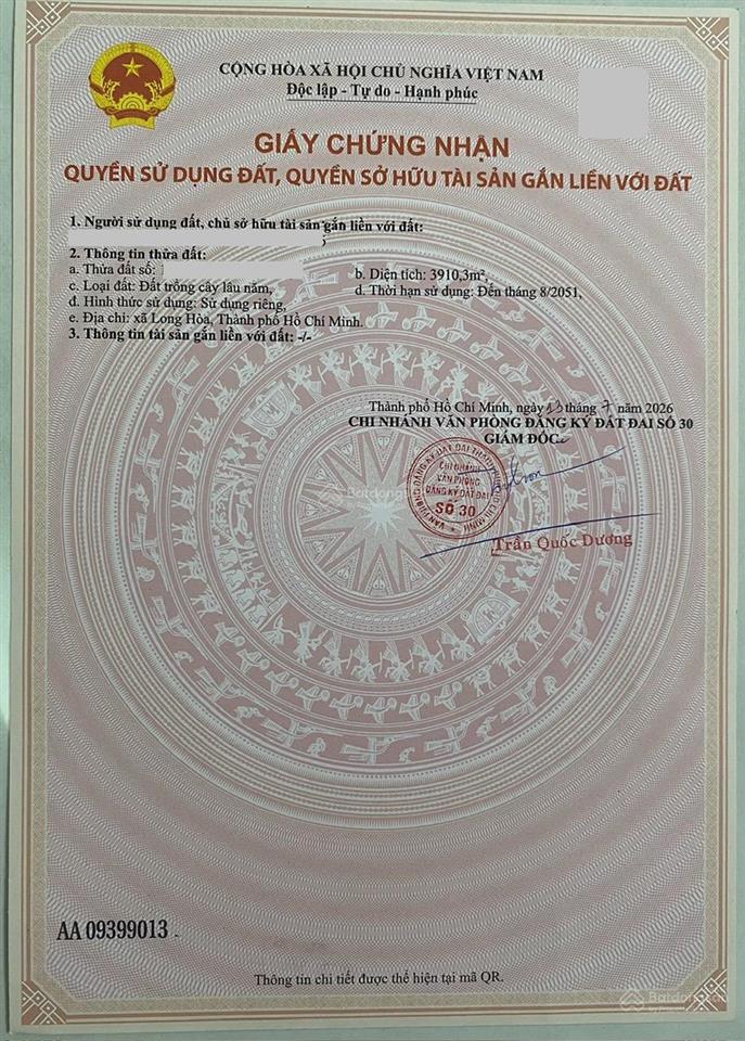 Chính chủ kẹt tiền cần bán nhanh lô đất đường sỏi đỏ (năm nay lên nhựa, xây cầu) tại long hòa, hcm