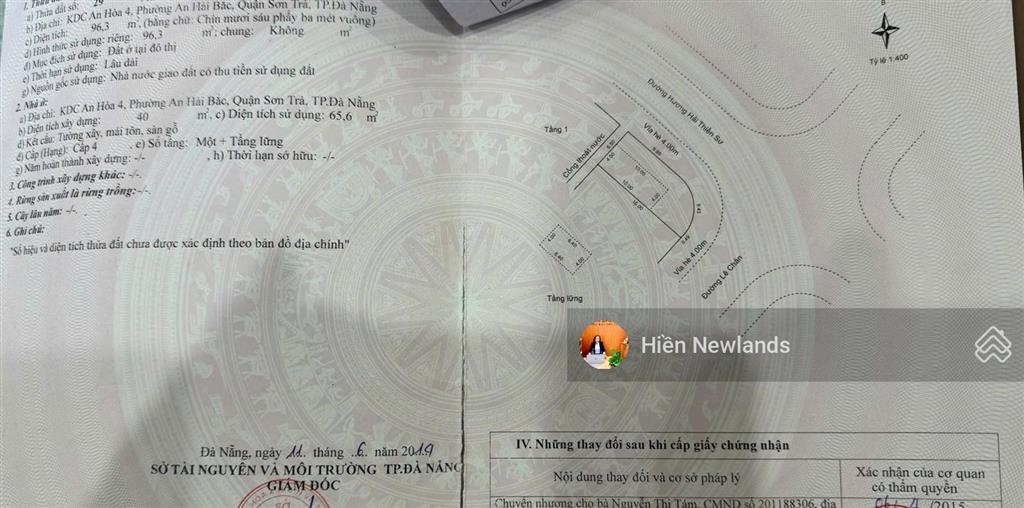 Bán đất 2 mặt tiền đường 7,5m lê chân giao hương hải thiền sư gần chợ an hải bắc ngang 6,5m2