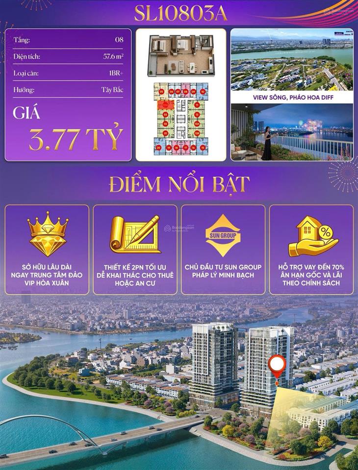 Căn 1br+ view pháo hoa diff slight tower đà nẵng
