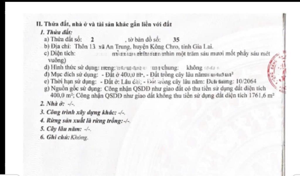 Bán đất mặt tiền đường, xã an trung, huyện kông chro, gia lai nay là xã chư krey, gia lai mới