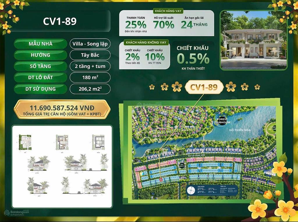 Bán biệt thự eco retreat long an, giá tốt 10,5 tỷ, 180m2, căn của rừng mai