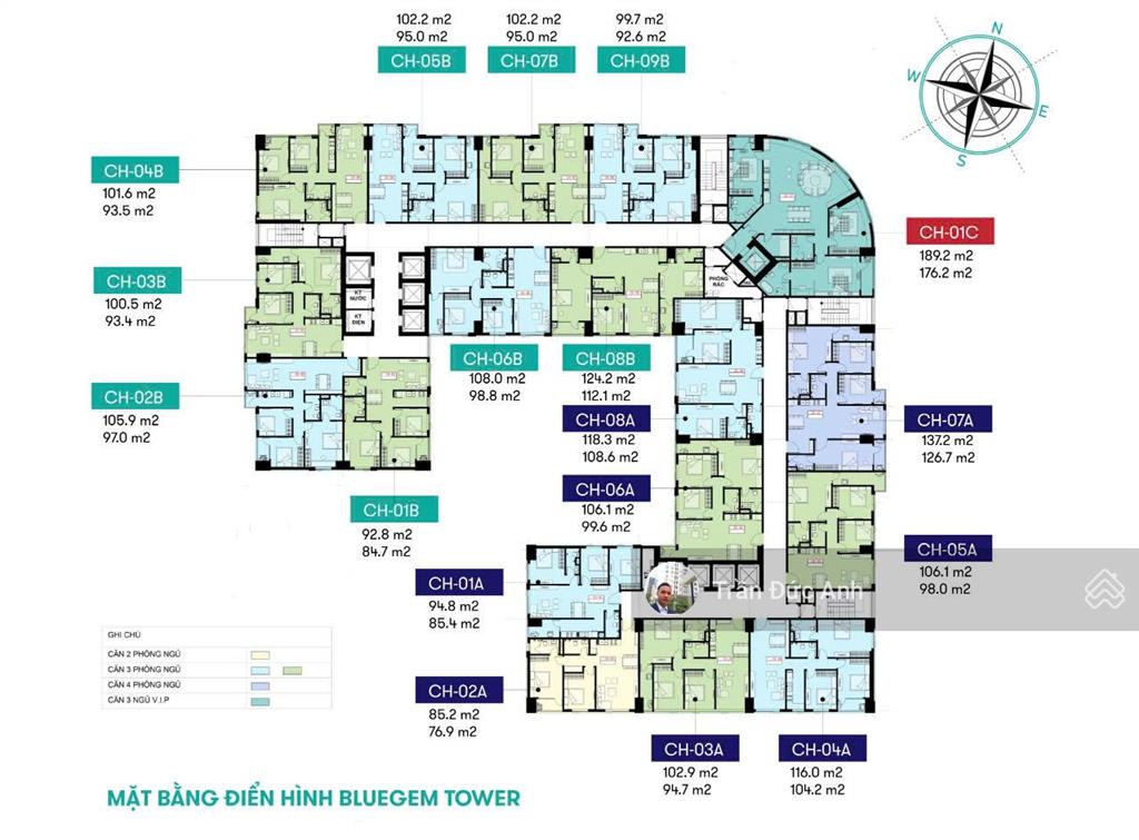 Bluegem tower 6,89 tỷ căn góc 3 ngủ 97m2 siêu đỉnh