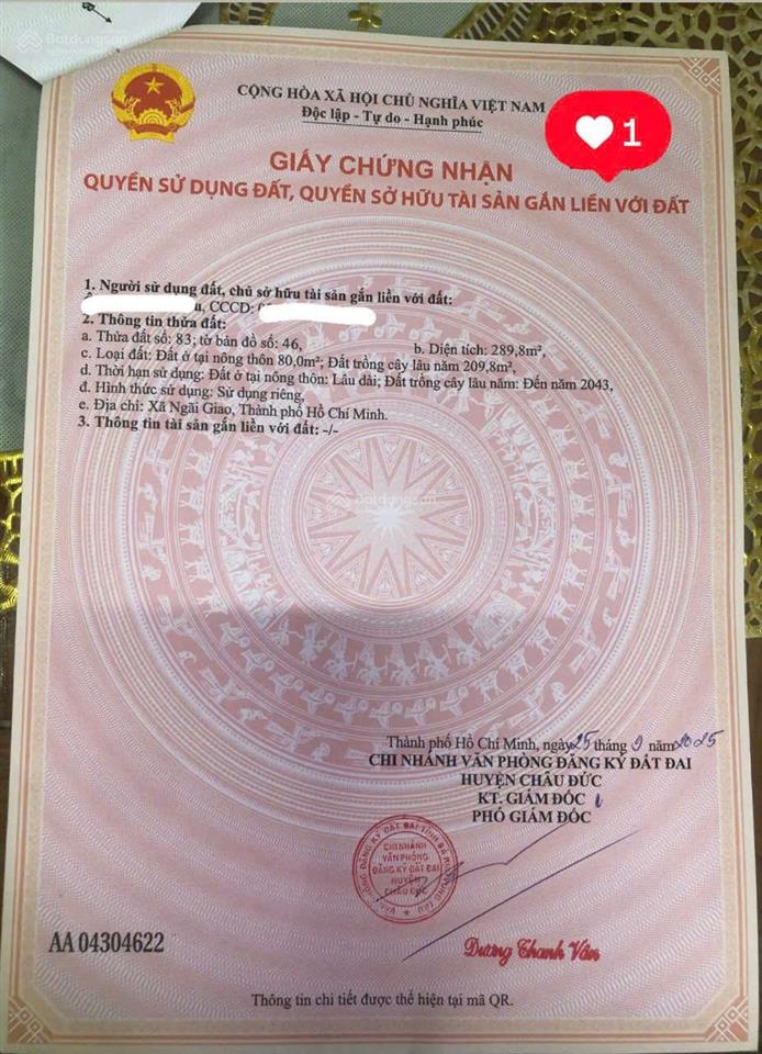 Đất đẹp đầu tư sinh lời chính chủ bán lô đất trung tâm ngãi giao, châu đức, brvt