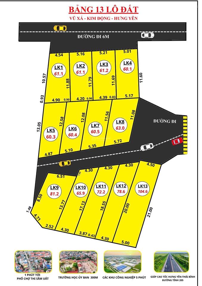 Lô vũ xákim độnghưng yên chỉ 6** triệu/lô sổ đỏ diện tích 61,2m2