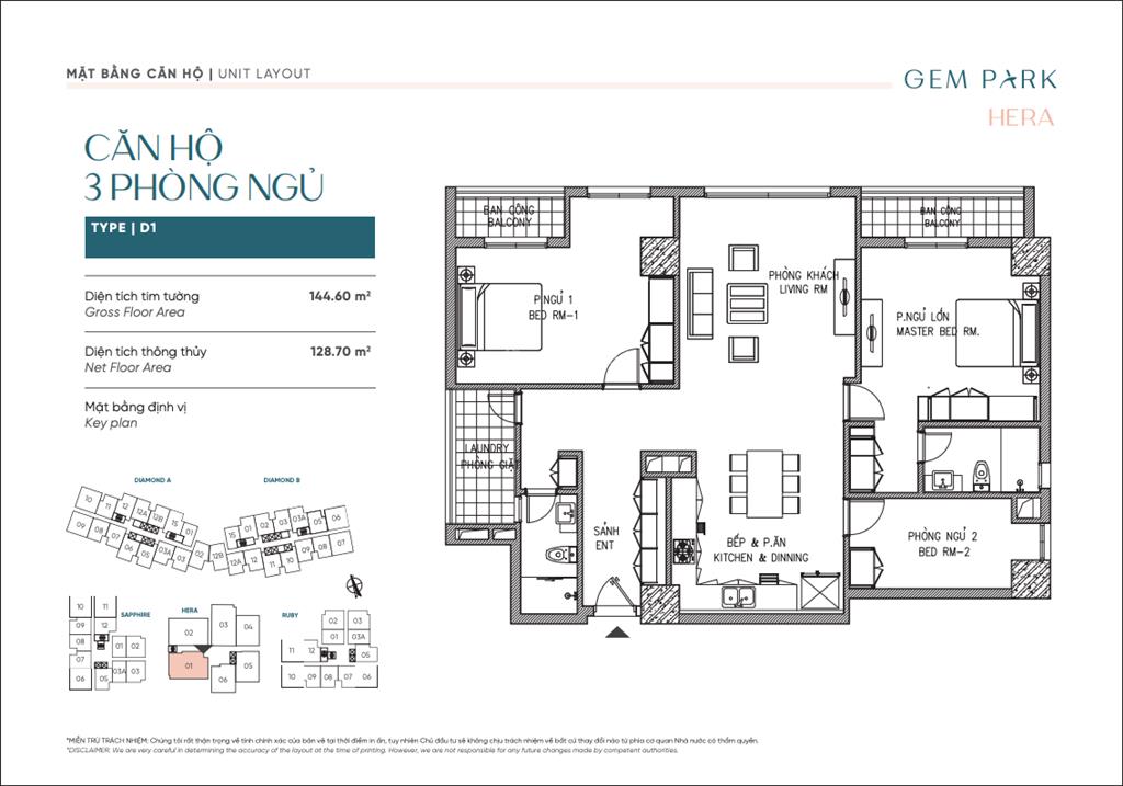 Bán căn hộ 3pn cao cấp gem park hải phòng 129m2 chỉ 4,4 tỷ | nhận nhà ngay | đã có sổ hồng