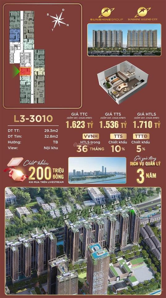 Sunshine legend city studio đơn giá chỉ 53tr/m2 1 căn ngoại giao