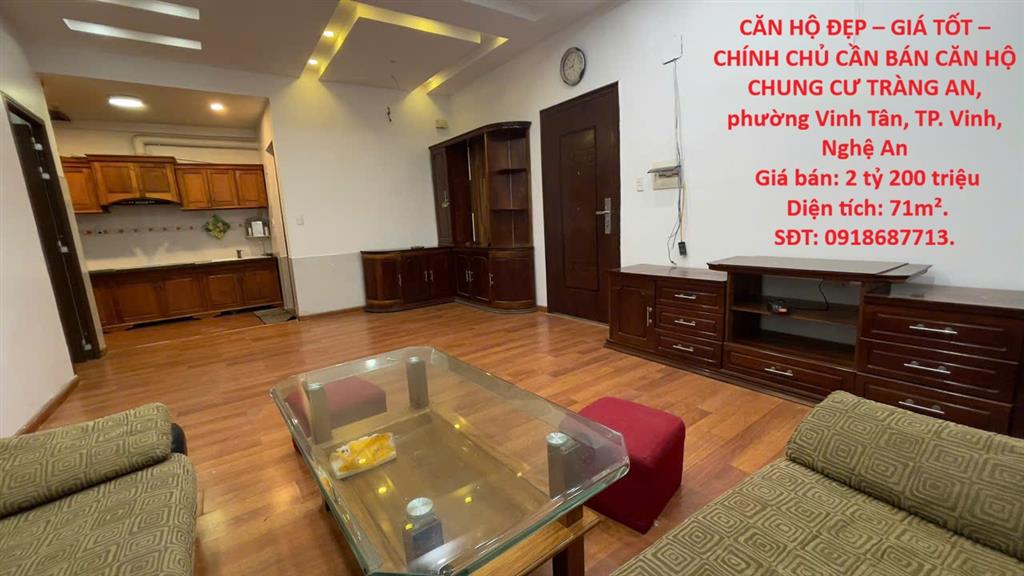 CĂN HỘ ĐẸP – GIÁ TỐT –CHÍNH CHỦ CẦN BÁN CĂN HỘ CHUNG CƯ TRÀNG AN, phường Vinh Tân, TP.