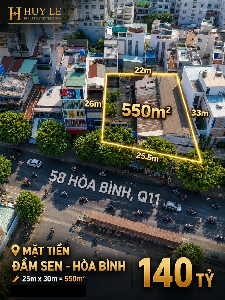 Đất mặt tiền đầm sen 58 hòa bình (25m x 27m)