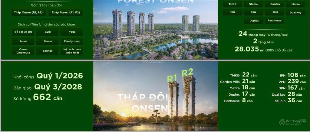 Sở hữu căn hộ forest onsen chỉ với 650 triệu, ân hạn gốc 24 tháng