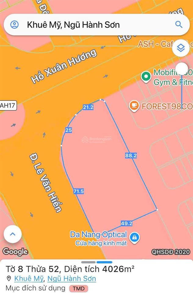 Bán lô đất góc 3 mặt tiền đường hồ xuân hương, lê văn hiến, tp. đà nẵng