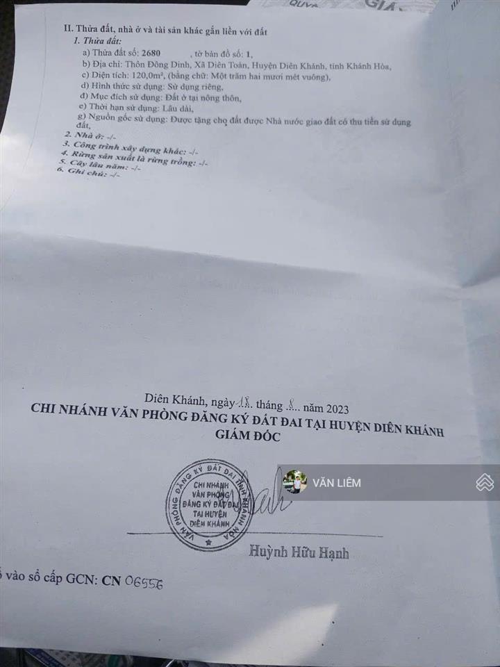 Bán lô đất tái định cư diên toàn diên khánh chỉ 2,57 tỷ diện tích 120m2 ngang 6m đường rộng