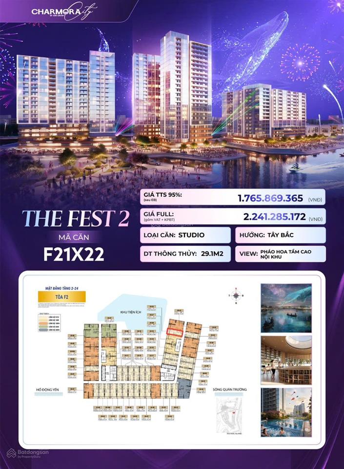 Ban căn studio view pháo hoa tầm caokhu tiện ích trung tâm tại đảo 2 dự án charmora city nha trang