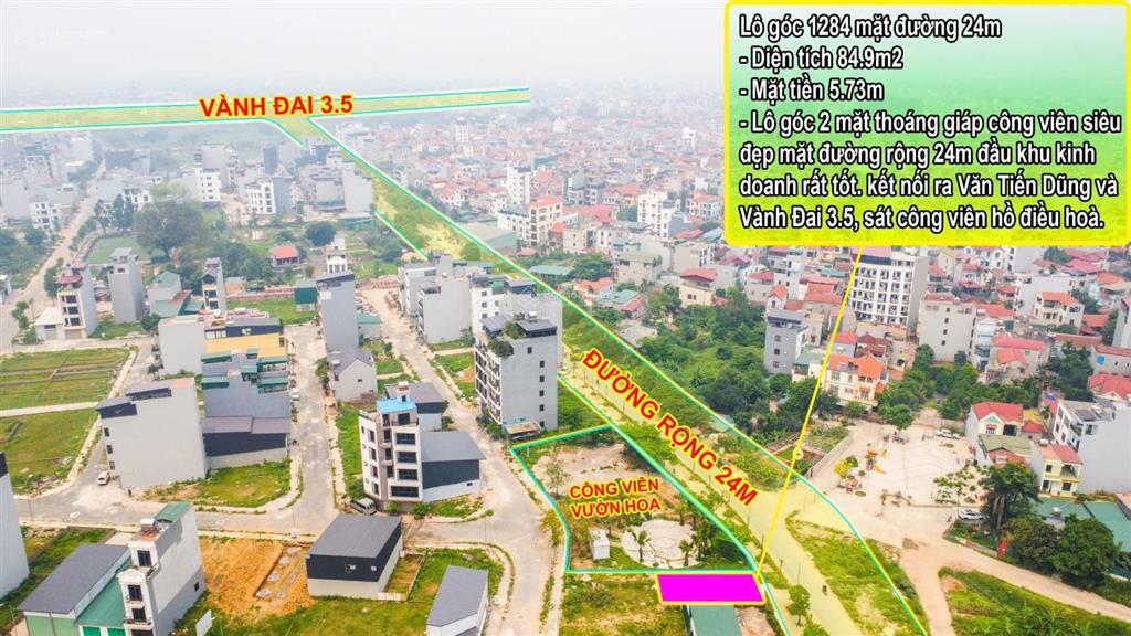 Chính chủ gửi bán lô đất sát vườn hoa công viên, đường rộng 24m tại khu 25,2ha vân canh sơn đồng