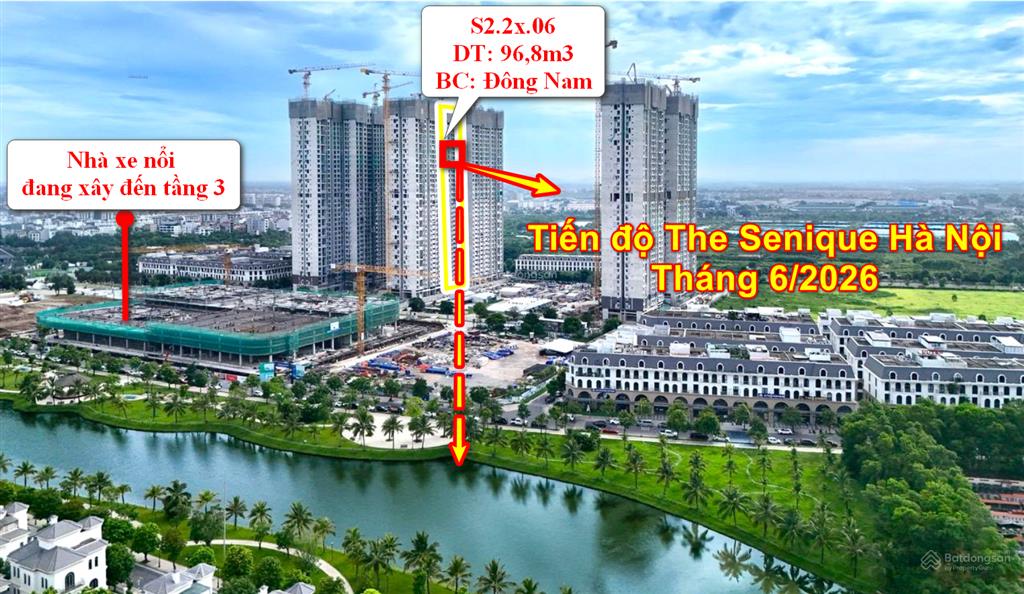 Bán 3pn 96,8m2 đông nam tầm nhìn thoáng về hồ đảo cọ giá hợp đồng the senique hà nội
