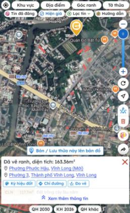 Bán đất tại phường 3, vĩnh long, giá tốt 1,45 tỷ, 162 m2