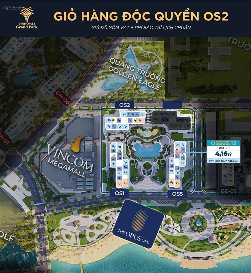 Bán căn 1pn+ the opus toà os5, 55m2, view hồ bơi, giá 4,1ty nhận nhà ở ngay, mua trực tiếp cđt