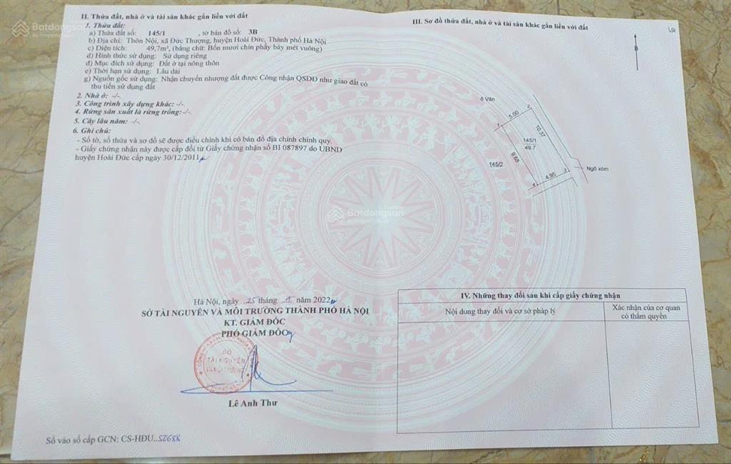 Lô góc 49,7m2 thôn nội đức thượng sát hồ điều hoà oto vào đất giá chỉ hơn 4 tỷ 0344 702 ***