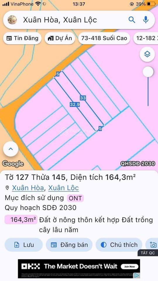 Cần bán mảnh đất xuân tâm cách hồ gia ui 1km, sổ riêng full thổ cư, giá 390tr