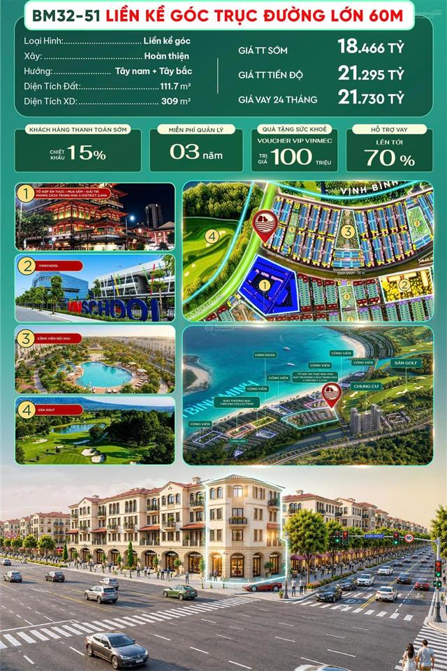 18,4 tỷ sở hữu căn góc đẹp dự án vinhomes hạ long xanh. vị trí 2 mặt đường lớn có 1 không 2.