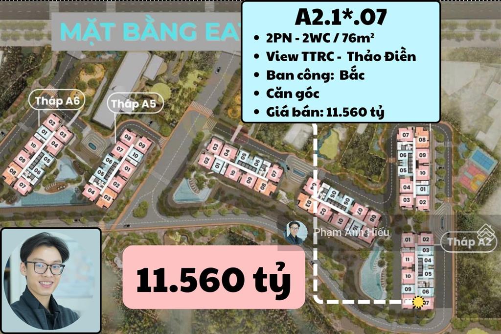 Bán căn hộ 2pn góc của tháp a2 trục 07 view ngay góc nhìn về sân vận động 60.000 chỗ ngồi